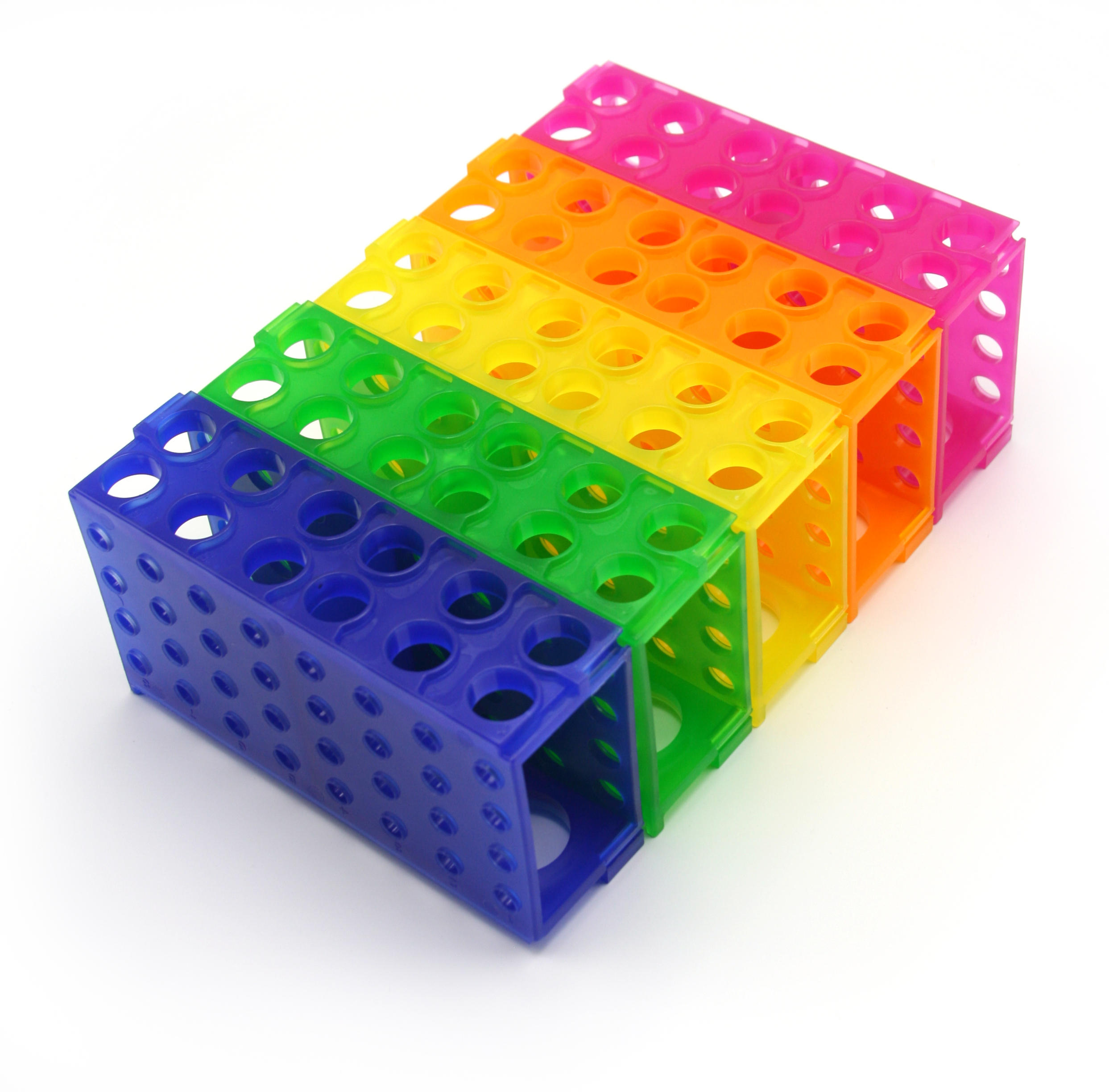 Tube Rack, Four way, assorted colors (PK/5) Mandel Scientific
