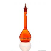 Borosil® Flasks, Volumetric, Class A, WM, Amber, Glass St., 200mL, 19/26, Bat. Cert, 10/CS