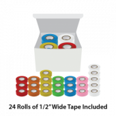 Labeling Tape, 1/2" x 500", Assorted Colors (5 white, 4 yellow, 3 blue, 3 green, 3 orange, 3 pink, 3 red)