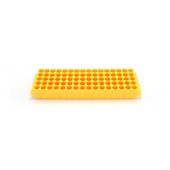 Heathrow Scientific 80-well microtube rack for 1.5/2.0 ml tubes, 5 x 16 array, autoclavable, yellow, (pack of 5).