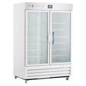 49 Cu. Ft. Premier Pharmacy/Vaccine Double Swing Glass Door Refrigerator with microprocessor temperature controller with audible and visual alarms, remote alarm contacts, keyed door locks, pharmacy refrigerator/freezer toolkit, temperature logs and CDC ap