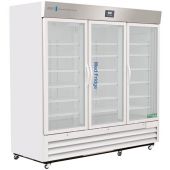 72 Cu. Ft. Premier Pharmacy/Vaccine Triple Swing Glass Door Refrigerator with microprocessor temperature controller with audible and visual alarms, remote alarm contacts, keyed door locks, pharmacy refrigerator/freezer toolkit, temperature logs and CDC ap