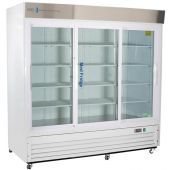 69 Cu. Ft. Standard Pharmacy/Vaccine Triple Sliding Glass Door Refrigerator with microprocessor temperature controller with audible and visual alarms, remote alarm contacts, keyed door locks, casters, and pharmacy refrigerator/freezer toolkit, temperature