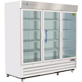 72 Cu. Ft. Standard Pharmacy/Vaccine Triple Swing Glass Door Refrigerator with microprocessor temperature controller with audible and visual alarms, remote alarm contacts, keyed door locks, casters, and pharmacy refrigerator/freezer toolkit, temperature l