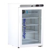 2.5 Cu. Ft, Freestanding Glass Door Premier Pharmacy/Vaccine Undercounter Refrigerator with microprocessor temperature controller with audible and visual alarms, digital temperature display, remote alarm contacts, Freestanding thermometer with 3 year cert