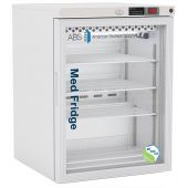 5.2 Cu. Ft, Glass Door Refrigerator (Freestanding) - NSF Certified with microprocessor temperature controller with audible and visual alarms, digital temperature display, remote alarm contacts, Freestanding thermometer with 3 year certificate of calibrati