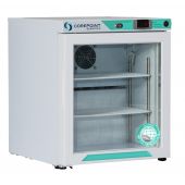 Corepoint Scientific White Diamond Series Countertop Refrigerator, Freestanding, 1 Cu. Ft., Glass Door, Left Hinged