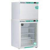 Corepoint Scientific White Diamond Series Refrigerator & CONTROLLED Auto Defrost Freezer Combination, 7 Cu. Ft. (5.2 Ref./1.0 Freezer), Glass Door Ref., Solid Door Freezer