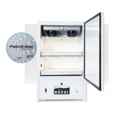 Plant Tissue Culture Chamber.  Benchtop model, with (2) lighted tiers.  LED lighting is Percival Scientific's trademarked PetriClear LED Lighting consisting of SciWhite LED lighting + Infrared LED lighting combined in light fixture (190 µmoles/m2/s of lig