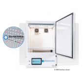 Plant Growth Chamber Series - Benchtop model (31" wide), with (1) tier of horizontal SciWhite enhanced with Red 660nm LED lighted shelving (870 µmoles/m2/s of light irradiance measured at 6” from the LEDs, standard dimmable from 10%-100% in 1% increments)