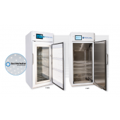 Dew Chamber Series - 36 series (33.5" wide), with (4) tiers.  Single externally mounted lamp bank separated from chamber growth space by glass wall at the front of the chamber.  Lamp bank consists of SciWhite LED lighting  (500 µmoles/m2/s of light irradi
