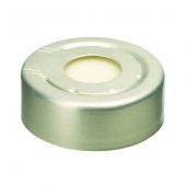 Restek Aluminum Seal w/Septa, 20mm Press Rel. Silvr w/PTFE Silicone 100Pack.