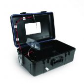 Restek vacuum bag sampler Model 1062; bag capacity up to 10L; maximum vacuum filling rate is 6.0L/min. @ 5 inches of mercury vacuum; zero pump contamination design; sample inlet: 1/4" OD tubing; continuous running time: 8 hrs; rechargeable 12 volt-4.5 amp