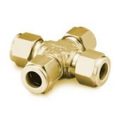 Swagelok Fitting, Brass, 1/8" Cross, 2-pk