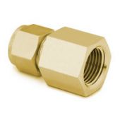 Swagelok Fitting, Brass, 1/4" to 1/4" NPT Female Connector, 5-pk