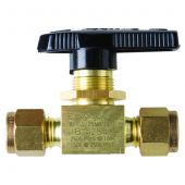 Swagelok Shut-Off Gas Valve, Brass, Ball-Type, 1/4"