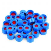 Restek caps, short screw, 9mm; blue; PTFE/Silicone/PTFE septa; pkg/100.