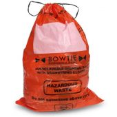 BowTie™ Biohazard bags with drawstring, HDPE, 25 x 35in., with marking area and sterilization indicator. 100 pcs/pk.