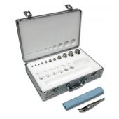Accuris™ F1 grade calibration weight set 1mg to 200g; 23 weights (cylindrical and leaf); marked with nominal value; includes case, cleaning cloth, dust brush and certificate of verification.