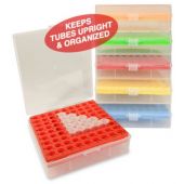 BetterBox™ Storage Box with hinged lid, 81 x 1.5mL/2.0mL microtubes, assorted colors 5 pcs/pk