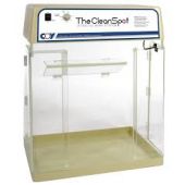 Coy CleanSpot PCR Workstation. Two UV lights (254nm) and white light illumination; safety interlock; UV-resistant and Beta blocking front panel; Dimensions: 18" L x 24" W x 28" H (46cm x 61cm x 71cm). 110V. CSA approved.