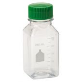 250mL Media Bottle, Square, PET, Bulk, Sterile