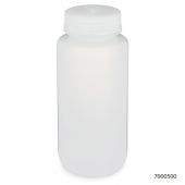 Bottle, Wide Mouth, PP Bottle, Attached PP Screw Cap, 500mL, 12/Pack, PACK/12