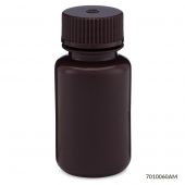 Bottle, Wide Mouth, HDPE Bottle, Attached PP Screw Cap, Amber, 60mL, 12/Pack, PACK/12