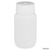 Bottle, Wide Mouth, HDPE Bottle, Attached PP Screw Cap, 125mL, 12/Pack, PACK/12