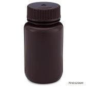 Bottle, Wide Mouth, HDPE Bottle, Attached PP Screw Cap, Amber, 125mL, 12/Pack, PACK/12
