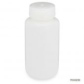 Bottle, Wide Mouth, HDPE Bottle, Attached PP Screw Cap, 250mL, 12/Pack, PACK/12