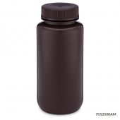Bottle, Wide Mouth, HDPE Bottle, Attached PP Screw Cap, Amber, 500mL, 12/Pack, PACK/12