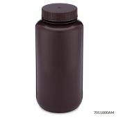 Bottle, Wide Mouth, HDPE Bottle, Attached PP Screw Cap, Amber, 1000mL, 6/Pack, PACK/6