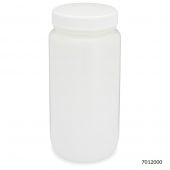 Bottle, Wide Mouth, HDPE Bottle, Attached PP Screw Cap, 2 Litres (0.5 Gallons), EA
