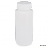 Bottle, Wide Mouth, LDPE Bottle, Attached PP Screw Cap, 500mL, 12/Pack, PACK/12