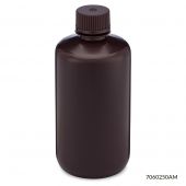 Bottle, Narrow Mouth, HDPE Bottle, Attached PP Screw Cap, Amber, 250mL, 12/Pack, PACK/12