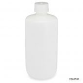 Bottle, Narrow Mouth, HDPE Bottle, Attached PP Screw Cap, 500mL, 12/Pack, PACK/12