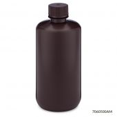 Bottle, Narrow Mouth, HDPE Bottle, Attached PP Screw Cap, Amber, 500mL, 12/Pack, PACK/12