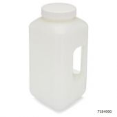 Bottle, Large Wide Mouth with Handle, Square, HDPE Bottle, 100mm PP Screw Cap, 4 Litres (1.0 Gallons), EA