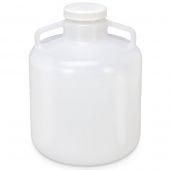 Carboy, Round with Handles, PP, White PP Screwcap, 15 Liter, Molded Graduations, Autoclavable