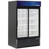 Habco ESM42HC. 42cuft, BLACK XTERIOR™, Glass sliding doors, White Interior, Natural Hydrocarbon Refrigerant (R290), 115V.