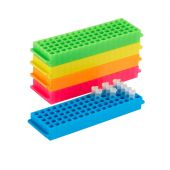 Heathrow Scientific 80-well microtube rack for 1.5/2.0 ml tubes, 5 x 16 array, autoclavable, pink, (pack of 5).