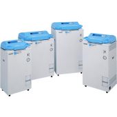 Amerex Model HV-25 autoclave. 25L; 105° to 126°C operating range; floor model; programmable auto-start; auto air purge; programmable steam exhaust rate; agar sterilization and melting modes; digital display; microprocessor control; sterilization timer: 1-