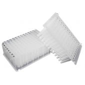 Deep Well Plate and Tip Comb Combo pack, 96 Square Well, 2.2ml, 44.2mm height, V-bottom, for Kingfisher, Black Alphanumeric Printing, PP, Tip combs packed inside plates, Sterile, 10 bags of 5 sets, 50/cs