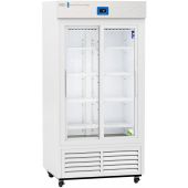 Premier Glass Door Laboratory Refrigerator with Variable Speed Compressor 33 Cu. Ft. 2°C to 15°C. 110 - 120V AC, 15A breaker, NEMA 5-15 receptacle. Two (2) year parts and labor warranty, Seven (7) years compressor warranty.