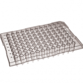TempPlate semi-skirted 0.1 mL 96-well PCR plate, low profile, straight sides with raised walls. Frosted top surface. Two/sleeve, 10/box.