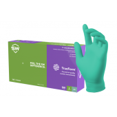 SW® TrueForm® TF-95LG, Light Green, Powder-Free, Biodegradable Nitrile Exam Gloves, Sustainable Ecotek Technology with EnerGel® - Hydrates and rejuvenates hands, Thickness: Finger 4.0mil, Palm 3.6mil, Cuff 3.0, Fully Textured, Large, 100/bx.