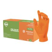 SW® PowerForm® PF-95OR, Orange, Nitrile Exam TracTek® Grip Glove (Proprietary matrixed pattern that provides dramatic control. Designed for maximum surface-to-surface contact, providing enhanced grip in all conditions) with EcoTek®, Length 9.5", Palm Thic