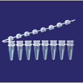 Tempassure 0.2 mL PCR pull-apart tube strips with attached (hinged) dome caps. 125 strips of eight (8) tubes and caps (1000 tubes/caps). Natural.