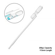 Exact Volume Transfer Pipette, 250uL, 113mm, sterile, 5 resealable bags of 500, 2500/cs